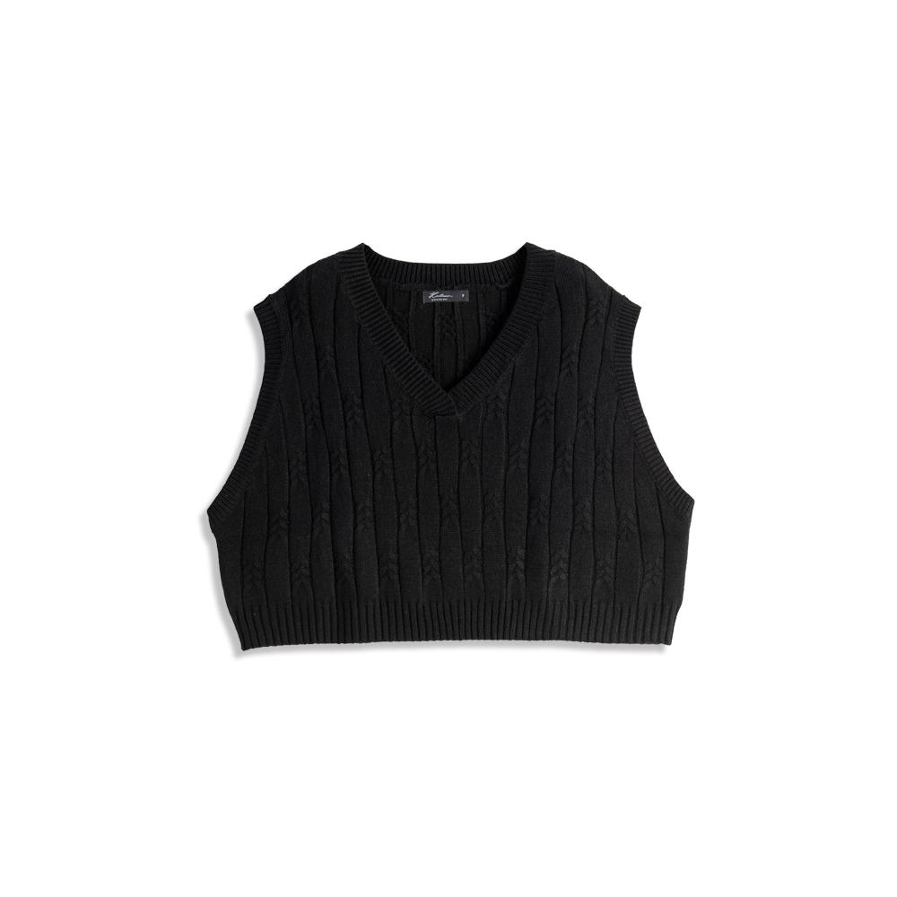 QUEEN SHOP - V-neck small leaf twist design short knitted vest in five  colors