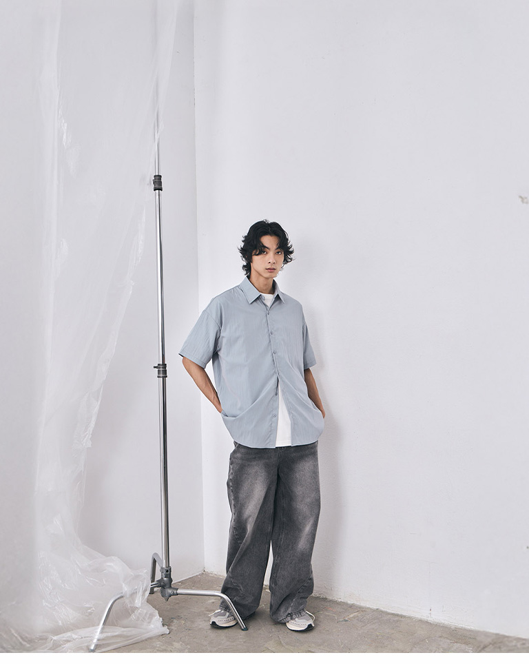 Men's simple contrast striped cotton short-sleeved top sold