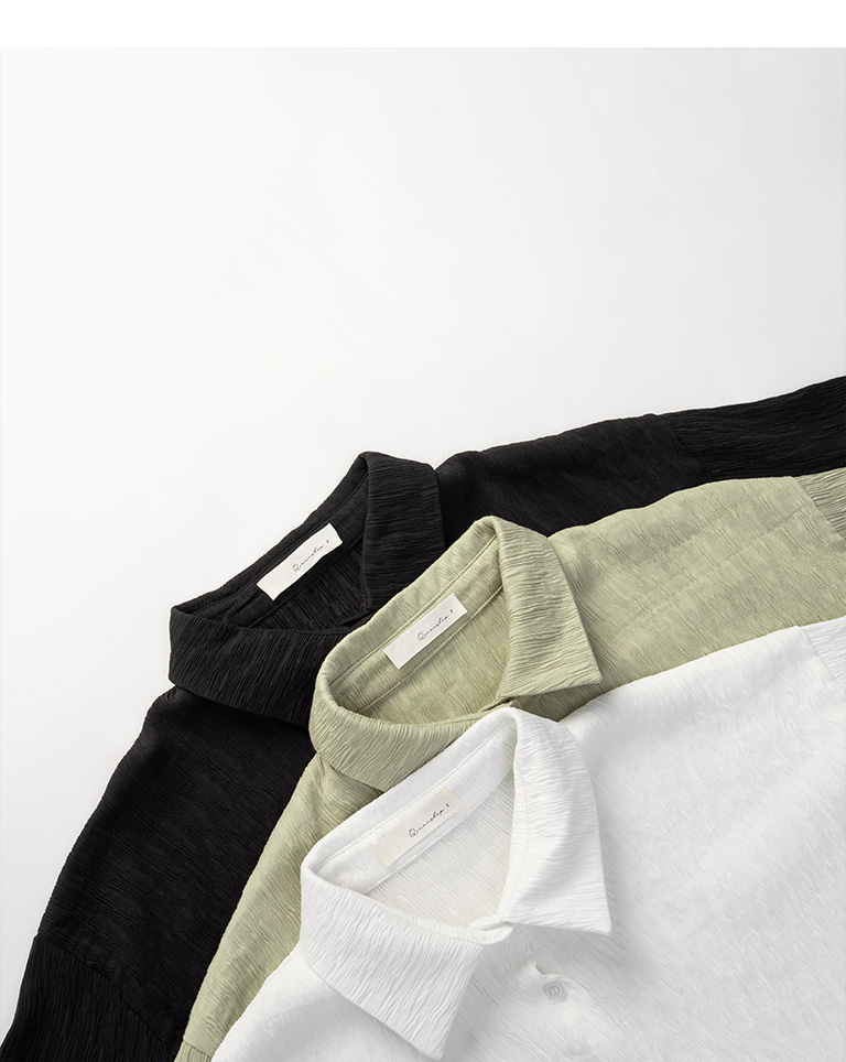 Wrinkled texture short-sleeved shirt, three colors for sale