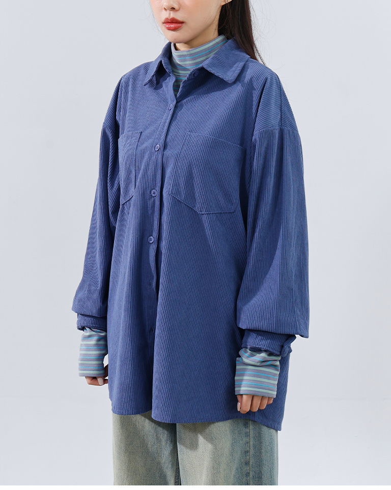 コーデュロイ長袖シャツ 3色展開