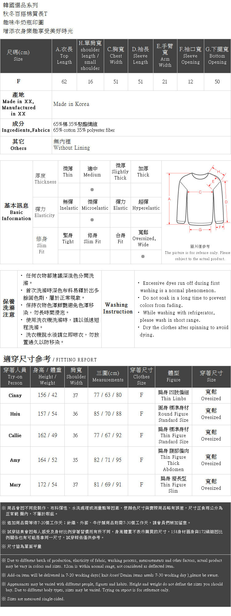 Ｑｕｅｅｎ Ｓｈｏｐ【01038190】趣味牛奶瓶印圖長T 兩色售＊現+預＊