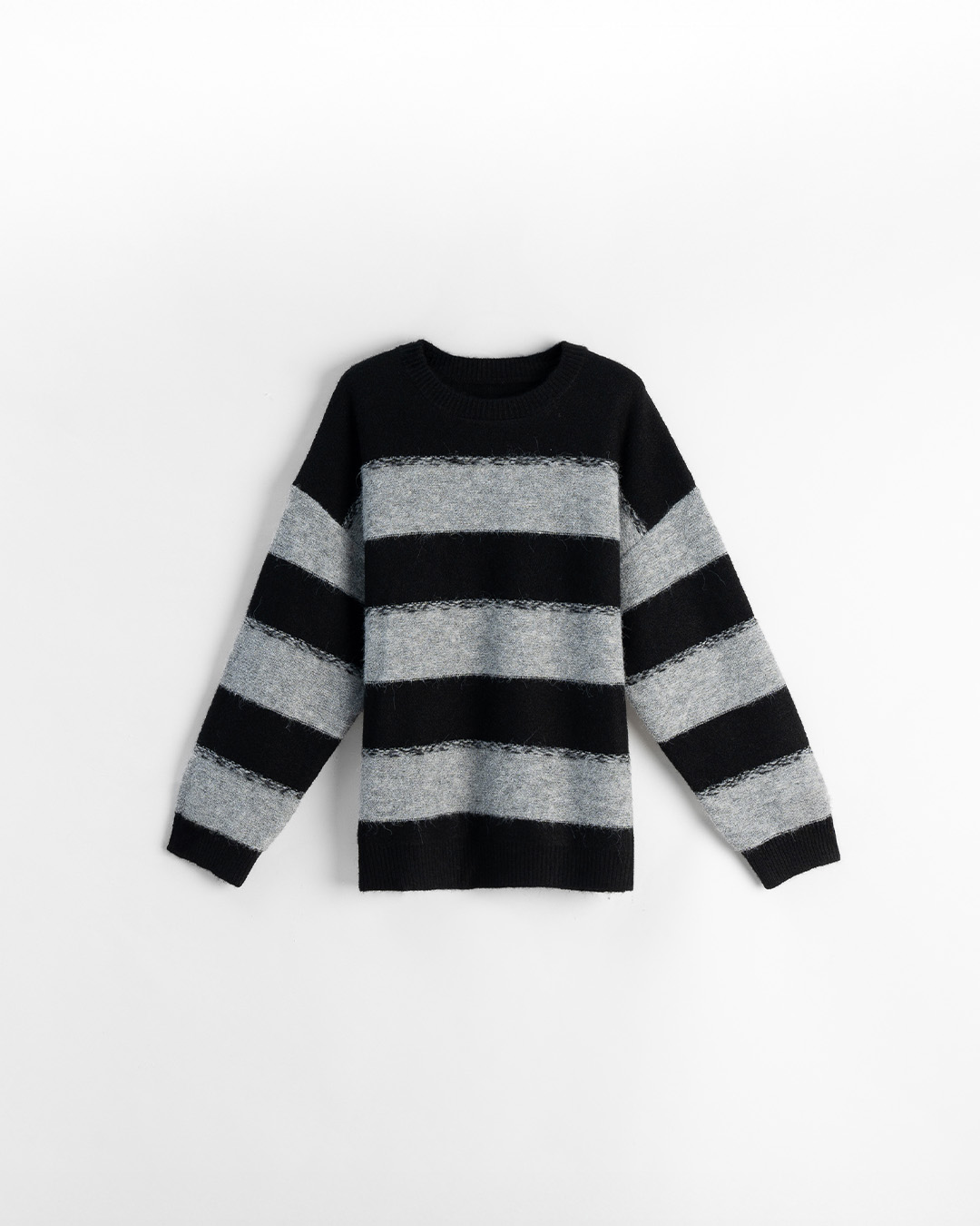 男裝 配色橫條紋休閒針織毛衣 M/L