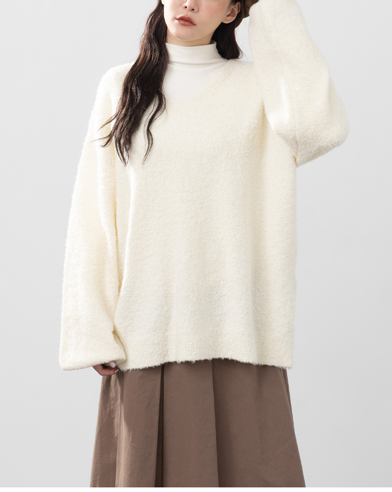 バックリボンボリュームスリーブニット 3色展開