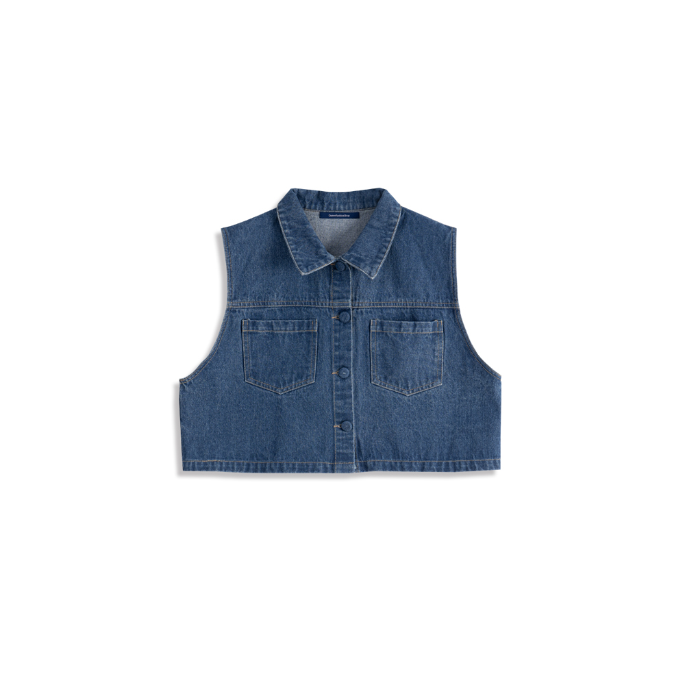JI-LI Joint-Cropped denim vest 