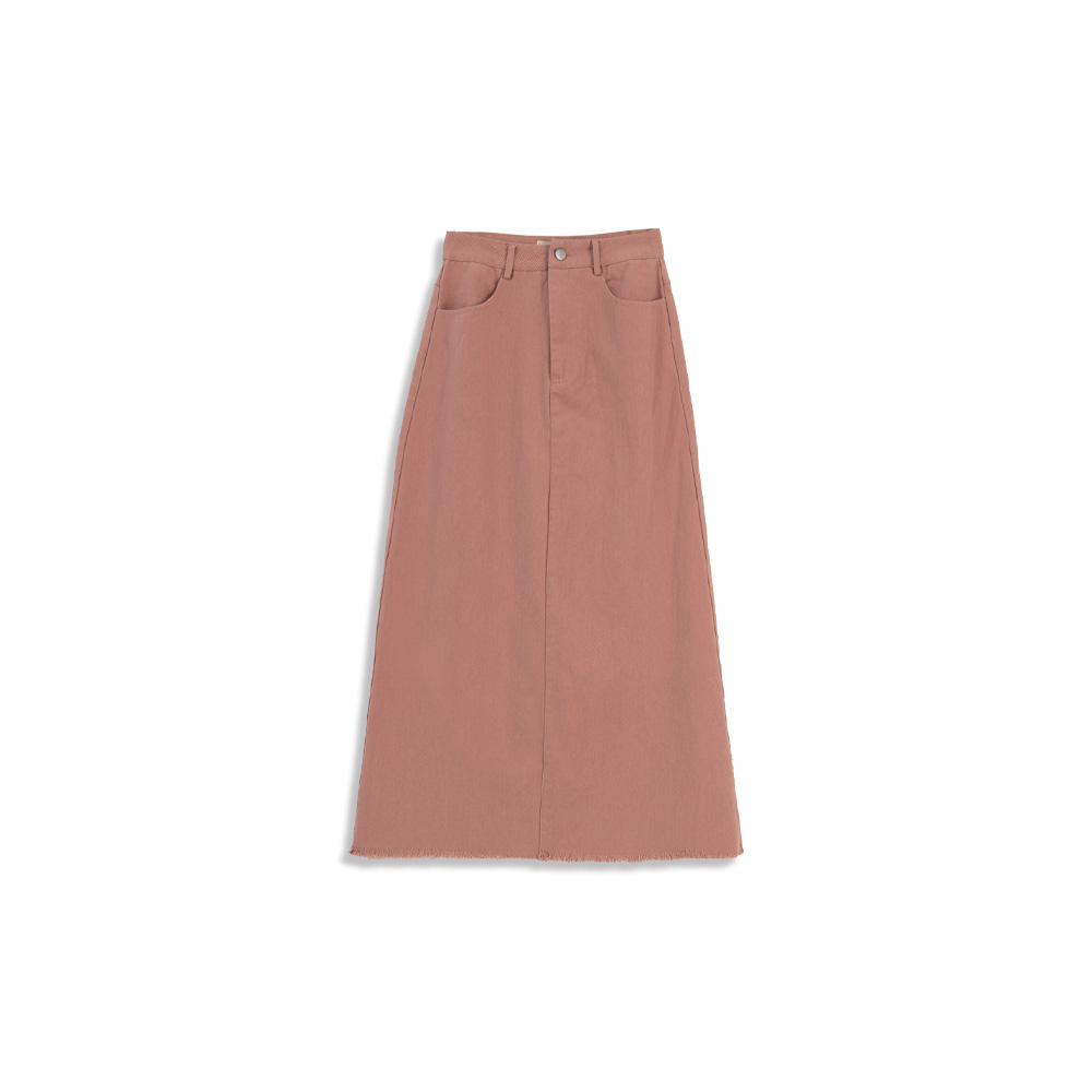 Twill denim skirt with slit hem, sold in four colors - QUEEN SHOP