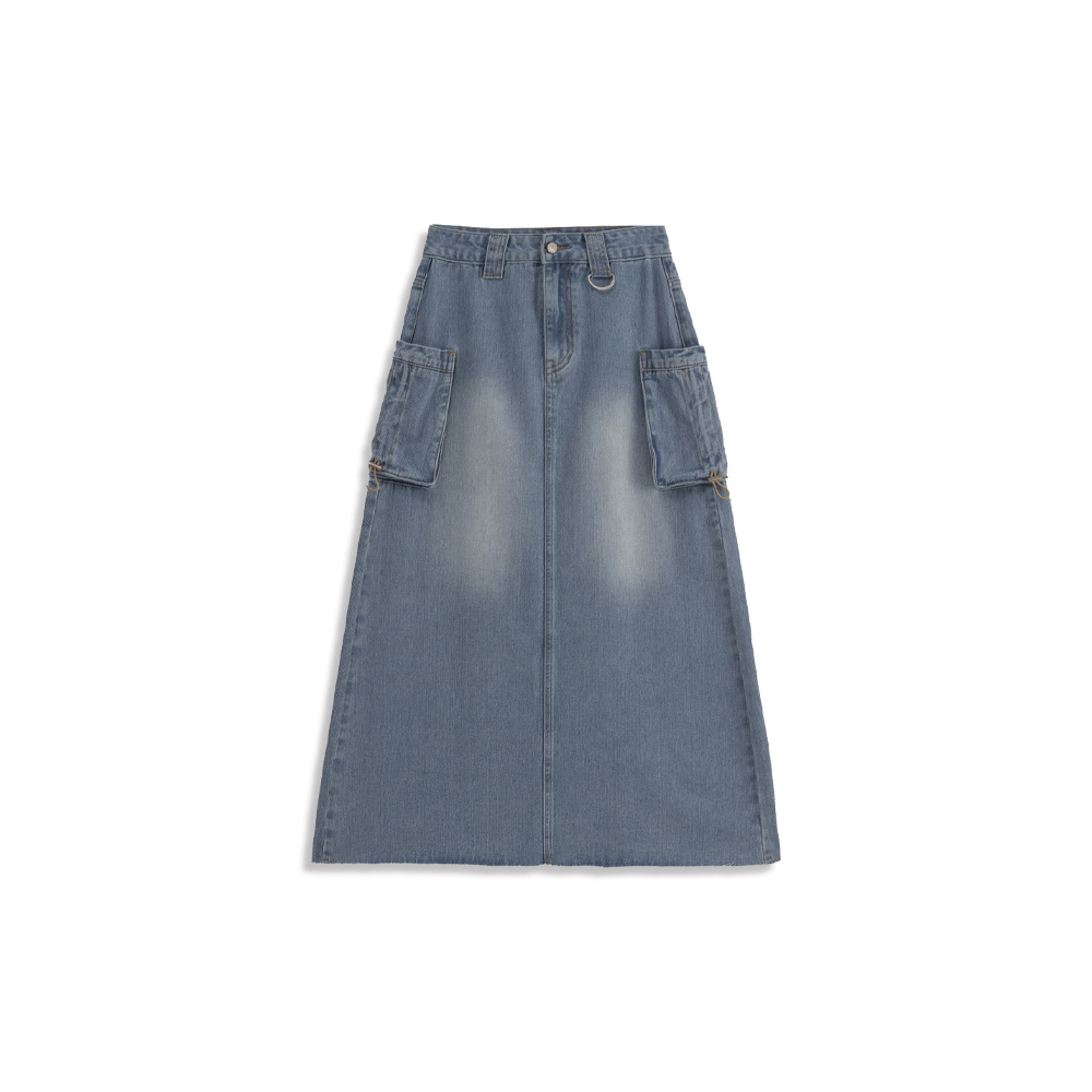 Long denim outlet skirt 3d