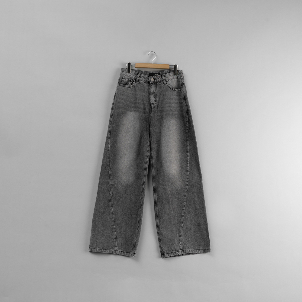Men's White Washed Diagonal Cut Denim Pants S/M/L/XL - QUEEN
