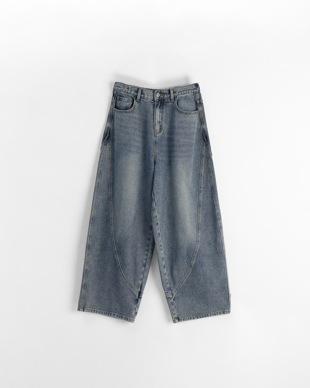 男裝 弧形剪接設計牛仔長褲 S/M/L/XL