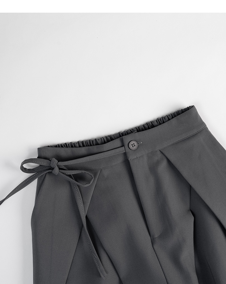 Double pleated suit trousers with waist strap - gray S/M