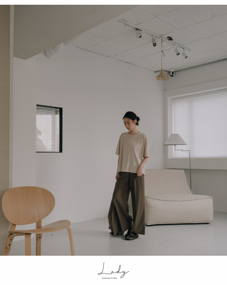 素面落地直筒西裝長褲-咖啡S/M/L - QUEEN SHOP