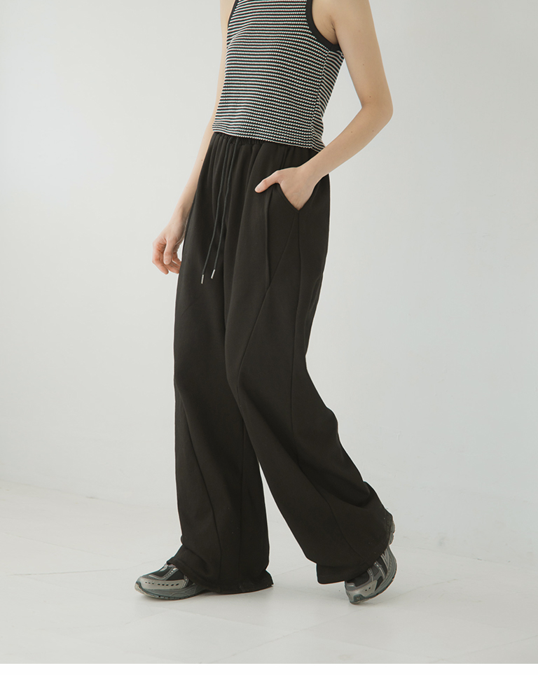 ★BLACKUP★ mirror wide cotton pants【送料0/関税0】 DRAWSTRING COTTON TROUSERS - BLACK | COS
