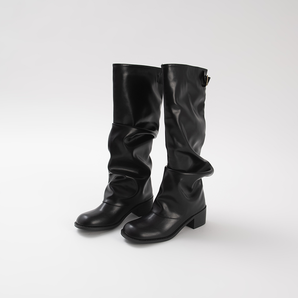 カラーブラックBack Bit Knee Boots ブラック 37 23.5cm - ブーツ