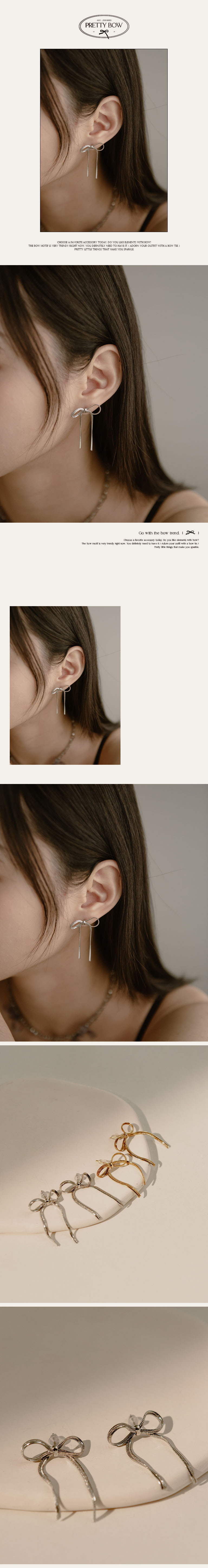 QUEENSHOP Short Streamer Ribbon Ribbon Pin Earrings Two