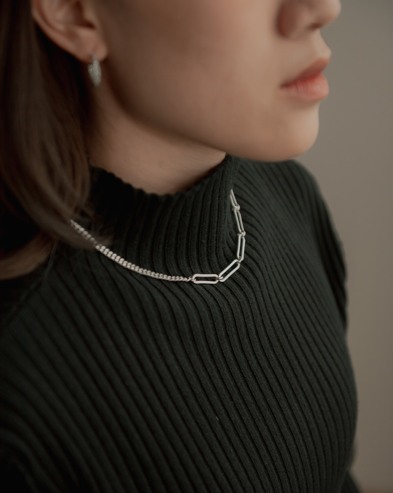 ★HARANG★ HR 381N_Silver Fabric Necklace Designer fashion, Seoul-fully created | W Concept