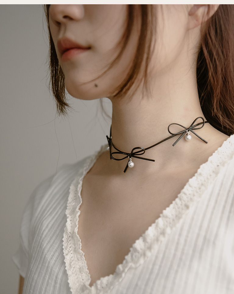 ●●NUMBERING●●Ribbon Leather Chain Necklace #5759 BICO LEATHER CORD CHOKER NECKLACE | PURPLE LEOPARD BOUTIQUE