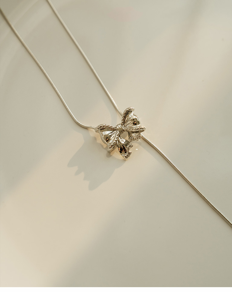 雙貼 花鳥 立體蝴蝶結設計Y字項鍊- QUEEN SHOP